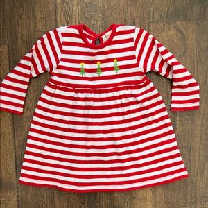 Luigi Baby Red and White Striped Long Sleeve Dress